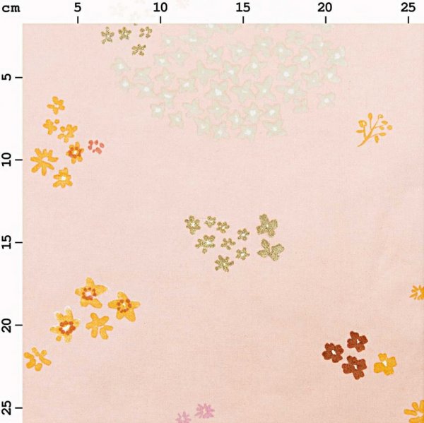 Baumwolle beschichtet - Blumen - rosa metallic - Crafted Nature - Rico Design